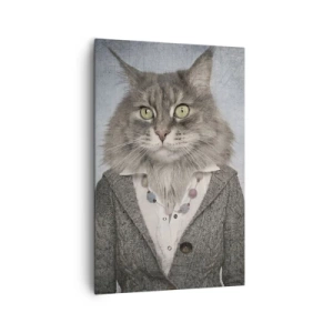 Quadro su tela - Stampe su Tela - Un trittico con figure di animali in abiti eleganti su uno sfondo stilizzato - 80x120cm - Le pellicce sono nuovamente di moda - Decorazione murale moderna per soggiorno e camera da letto ARTTOR