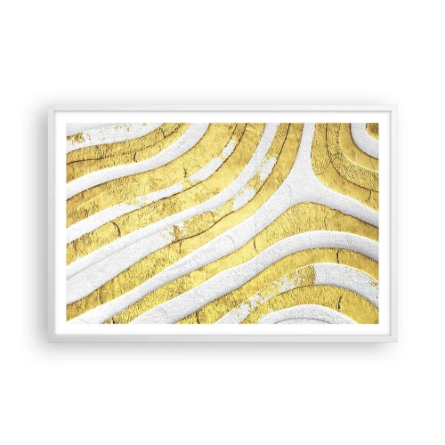 Poster in cornice bianca - Composizione in bianco e oro - 91x61 cm