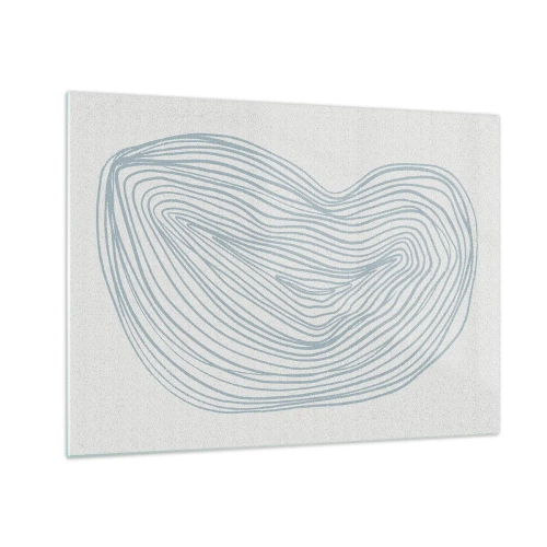 Quadro su vetro - Delicate linee blu creano una forma organica e fluida - 70x50cm - Il sorriso di una goccia - Decorazione murale moderna per soggiorno e camera da letto ARTTOR