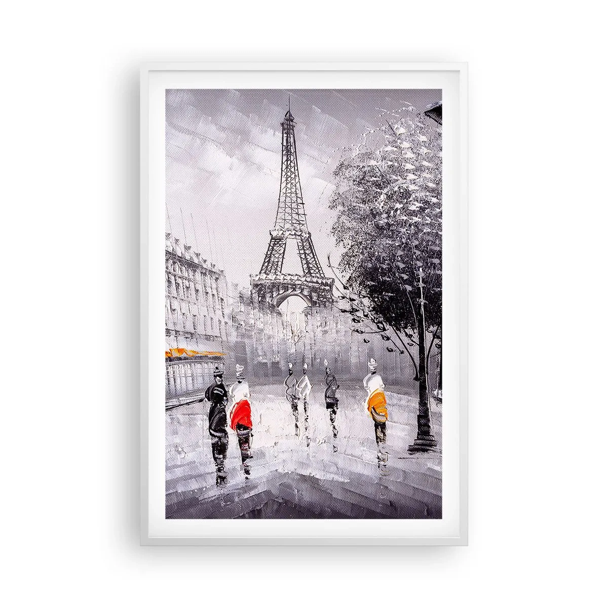 Poster in cornice bianca - Passeggiata a Parigi - 61x91 cm