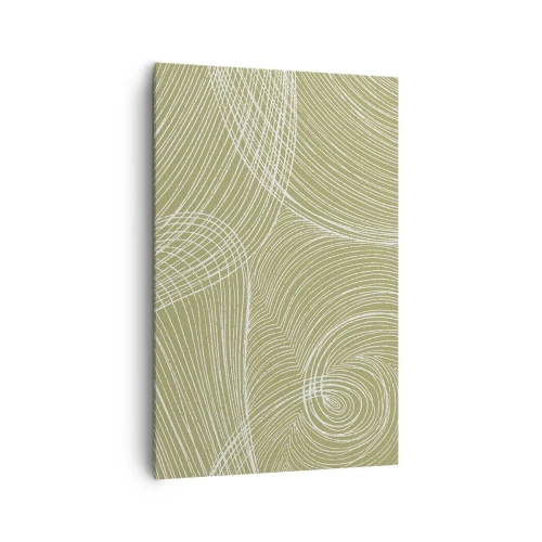 Quadro su tela - Stampe su Tela - Linee verdi e bianche in una composizione astratta - 80x120cm - Astrazione intricata in bianco - Decorazione murale moderna per soggiorno e camera da letto ARTTOR