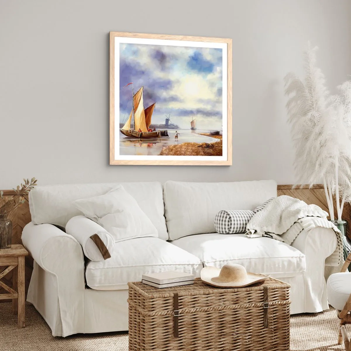 Poster in cornice rovere chiaro - Il ritorno dei marinai - 40x40 cm