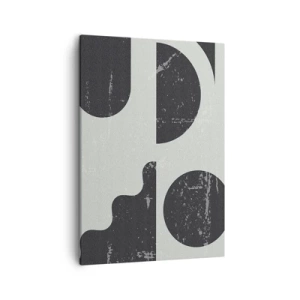 Quadro su tela - Stampe su Tela - Motivi geometrici nelle tonalità del nero e del grigio - 50x70cm - Composizione sopra e sotto - Decorazione murale moderna per soggiorno e camera da letto ARTTOR