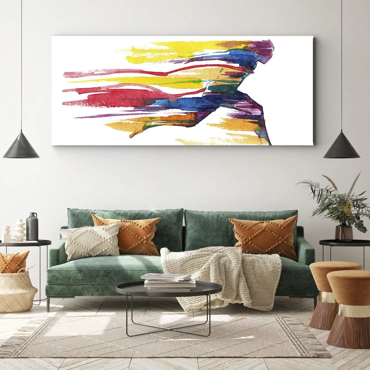 Quadro su tela - Stampe su Tela - Corsa attraverso l'arcobaleno - 100x40 cm