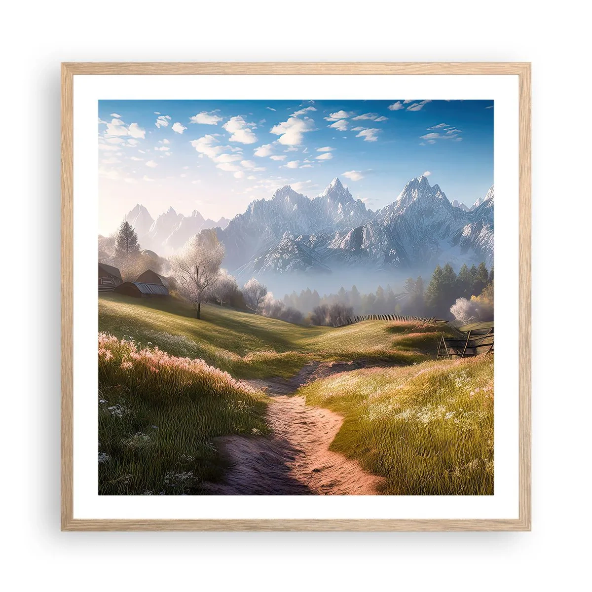 Poster in cornice rovere chiaro - Valle idilliaca - 60x60 cm