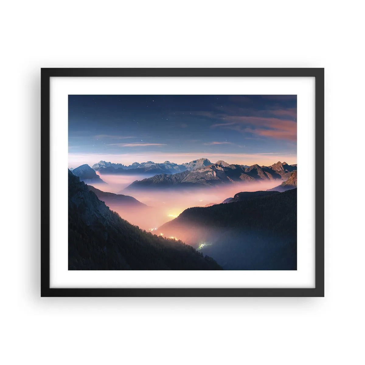 Poster in cornice nera - La luce nelle valli - 50x40 cm