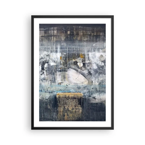 Poster in cornice nera - Una composizione astratta nei toni del grigio e dell'oro. - 50x70cm - Talvolta è facile, talvolta è difficile - Decorazione murale moderna per soggiorno e camera da letto ARTTOR