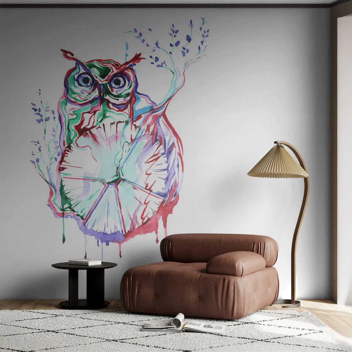 Fotomurali Autoadesivo Deluxe Sticker - Saggia di natura - Uccello, Gufo, Per bambini - 450x315 cm