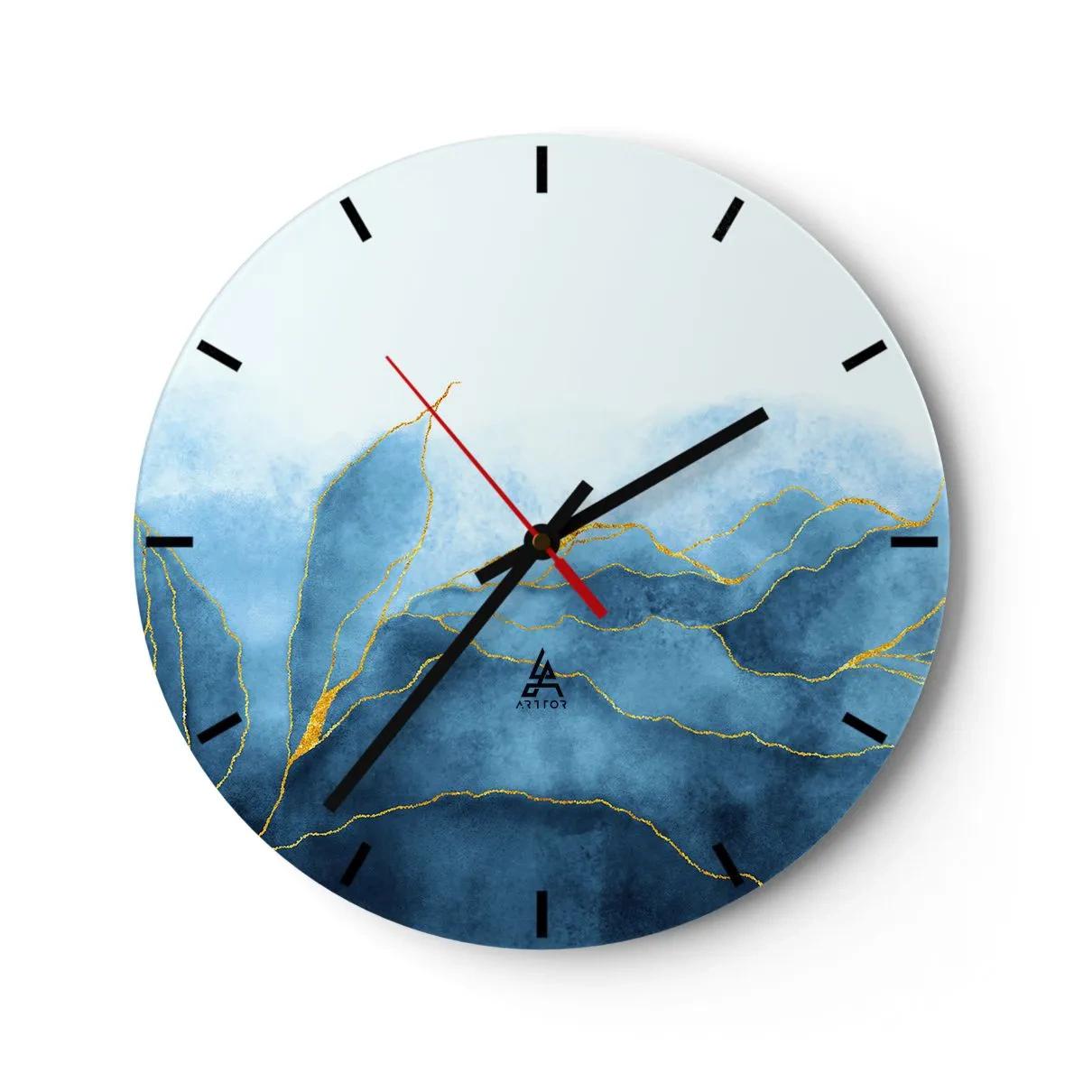 Orologio da parete - Orologio in Vetro - Blu nell'oro - 40x40 cm
