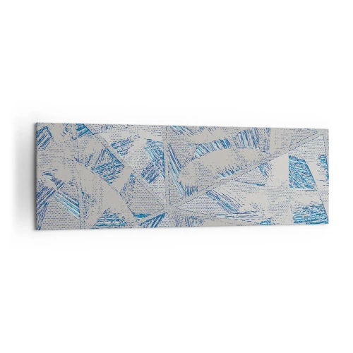 Quadro su tela - Stampe su Tela - Motivi geometrici nelle tonalità del blu e del grigio - 160x50cm - Nel labirinto grigioblu - Decorazione murale moderna per soggiorno e camera da letto ARTTOR