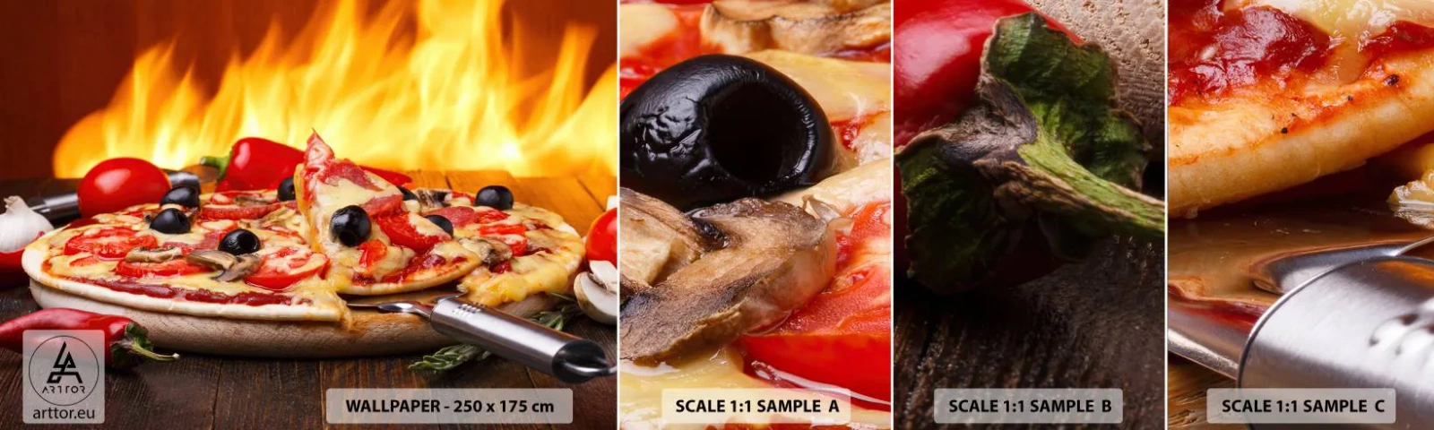 Campione Di Fotomurale Standard Eco - From Italy with love - Gastronomia, Pizza, Italia - 100x30 cm