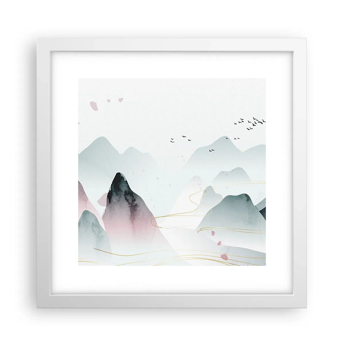 Poster in cornice bianca - Oltre le cime - 30x30 cm