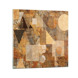 Quadro su vetro - Studio cubista in marrone - 40x40 cm