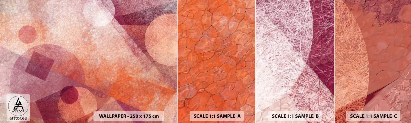 Campione Di Fotomurale Standard Eco - Trasformazioni geometriche in rosa - Astrazione, Pezzo, Modello moderno - 100x30 cm