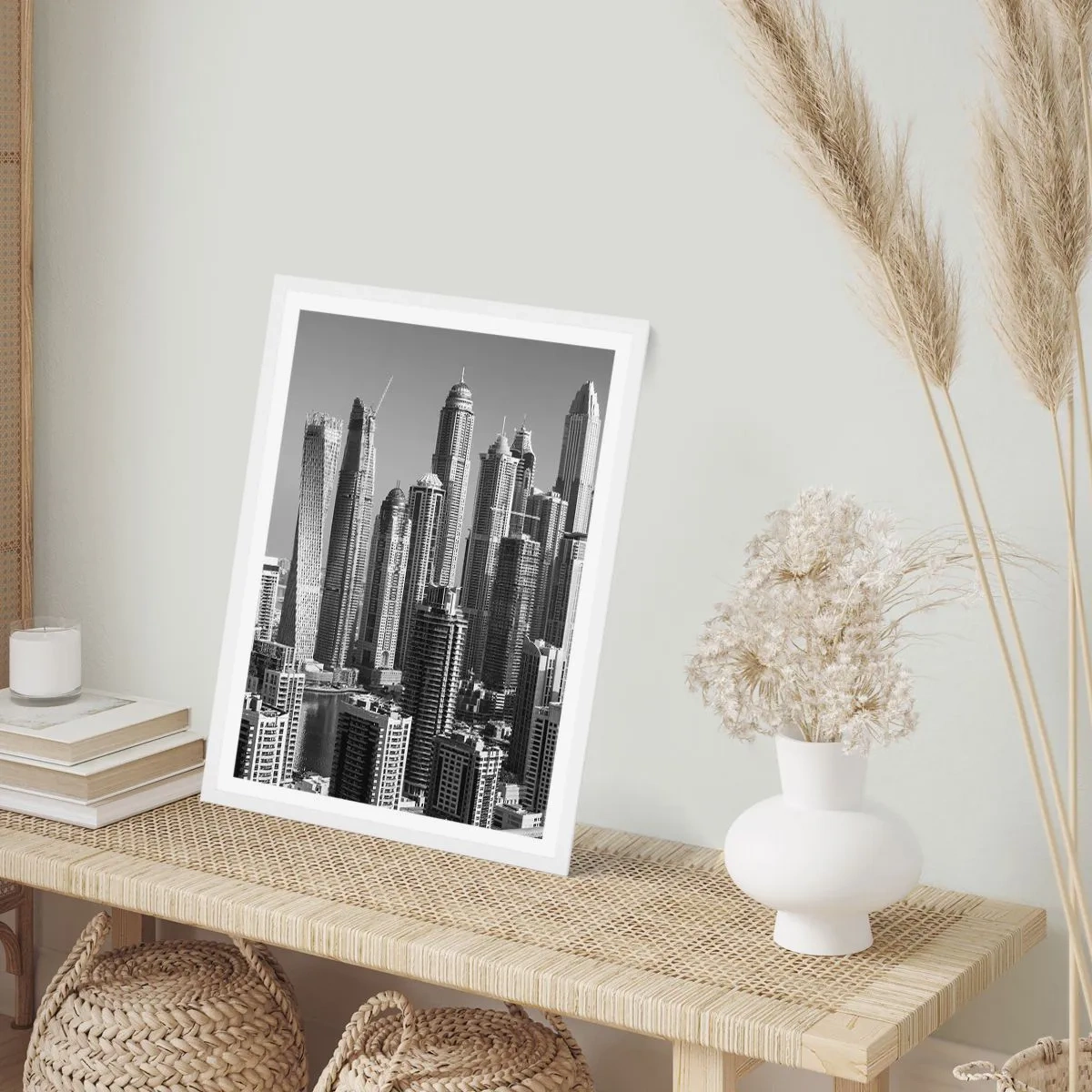 Poster in cornice bianca - La città sul deserto - 50x70 cm