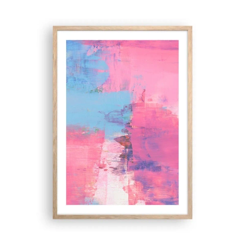 Poster in cornice rovere chiaro - Rosa, blu e un pizzico di luce - 50x70 cm