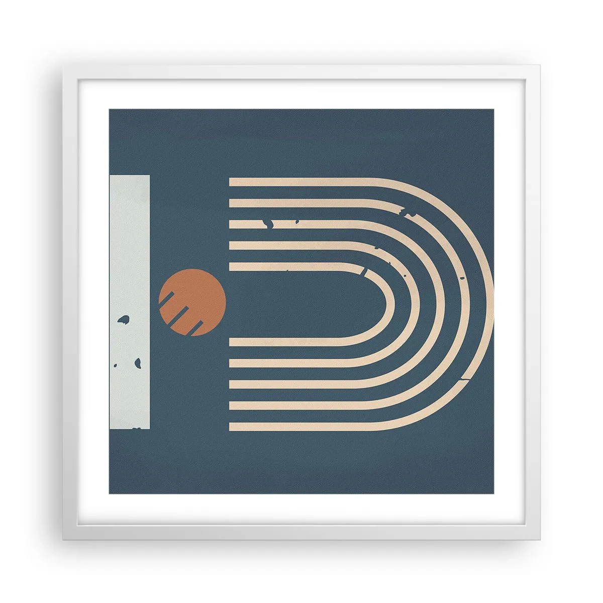 Poster in cornice bianca - Geometria in blu - 50x50 cm