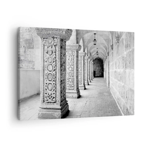 Quadro su tela - Stampe su Tela - Colonne storiche in uno scatto monocromatico - 70x50cm - Dove porterà? - Decorazione murale moderna per soggiorno e camera da letto ARTTOR
