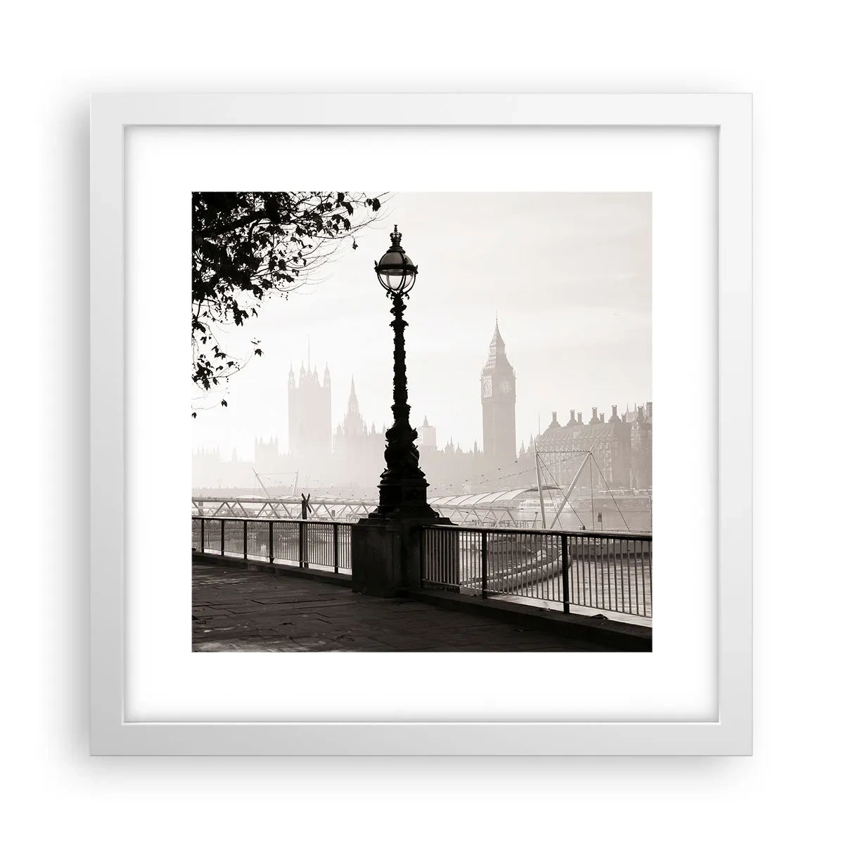 Poster in cornice bianca - Un mattino a Londra - 30x30 cm