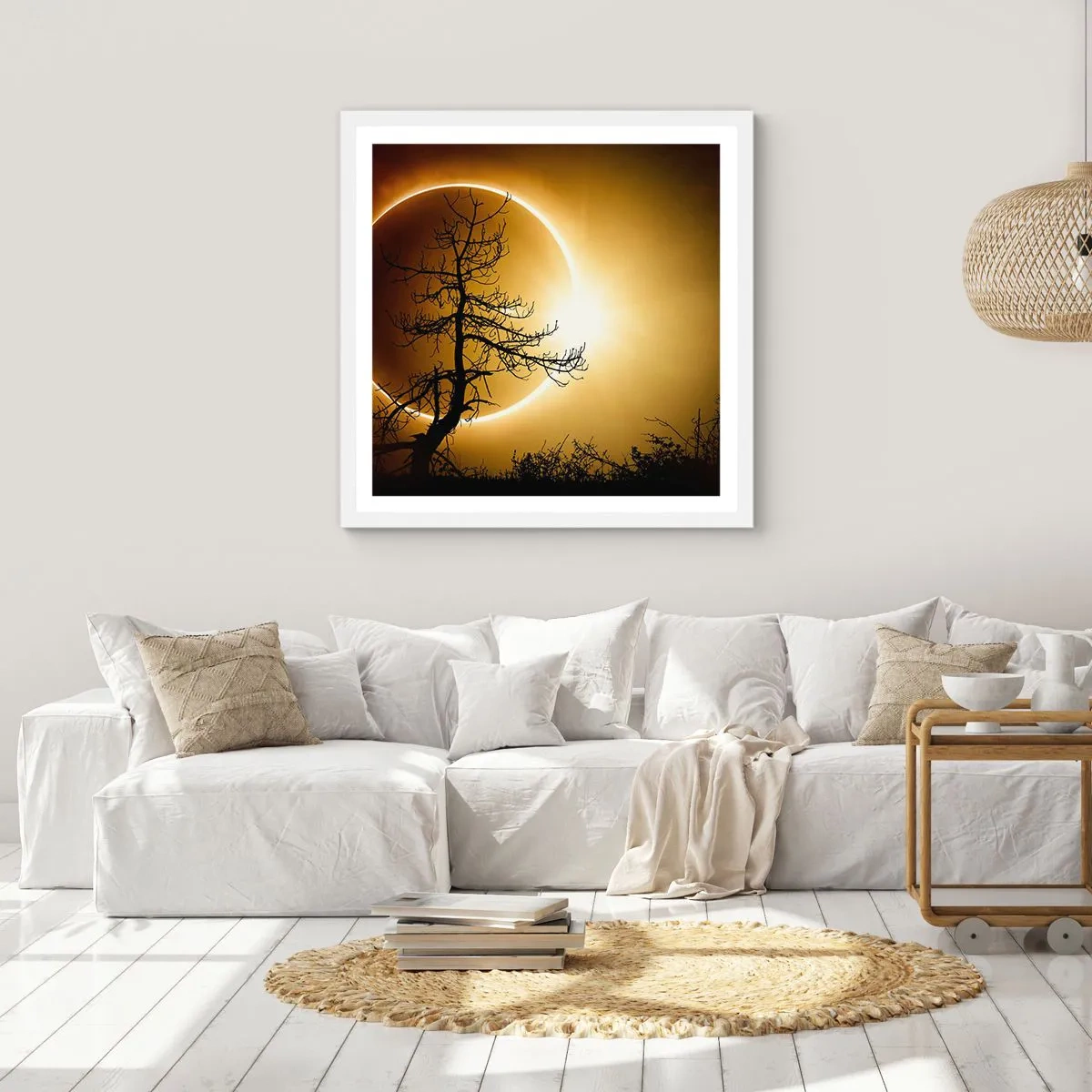 Poster in cornice bianca - Eclissi totale - 30x30 cm