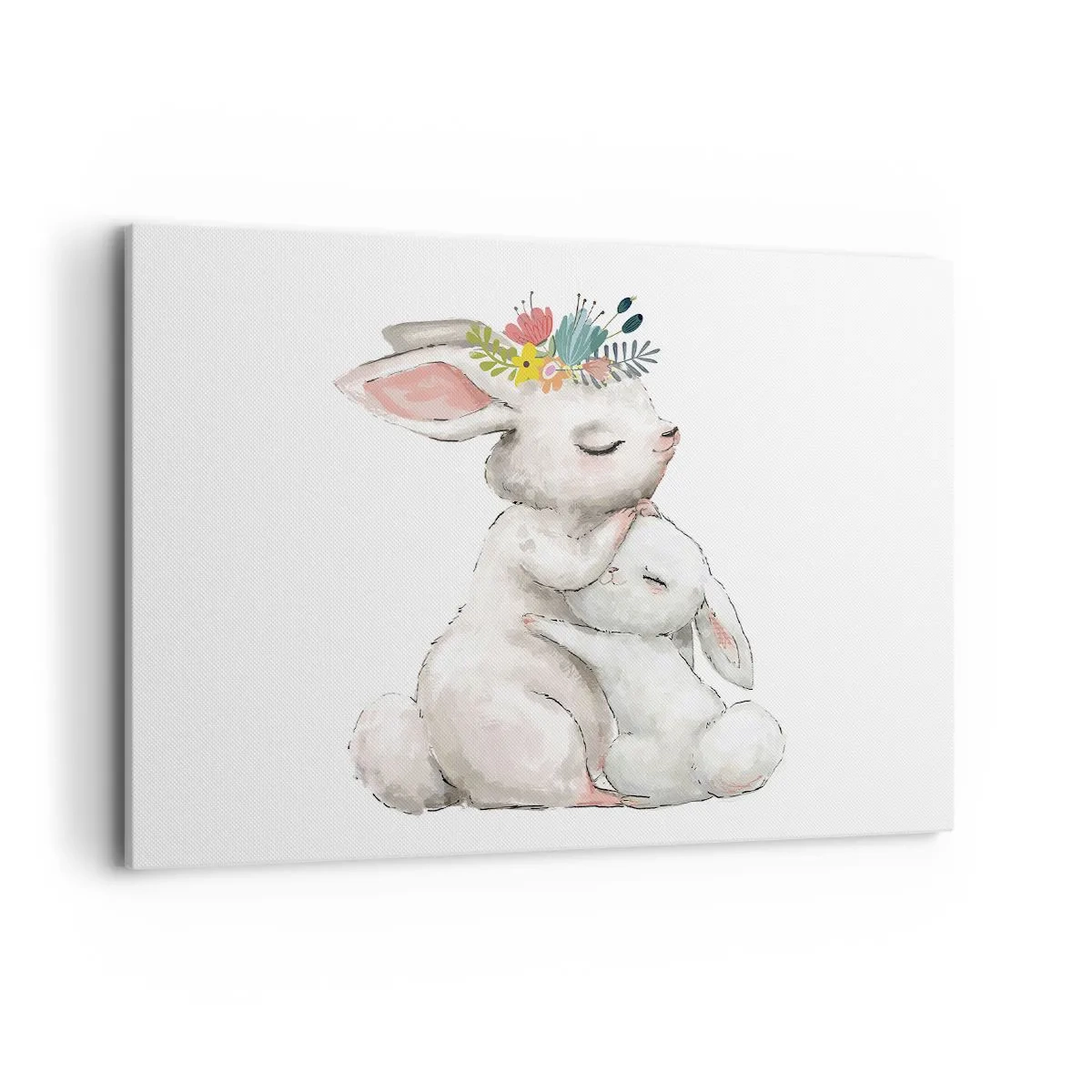 Quadro su tela - Stampe su Tela - Conigli carini in colori pastello - 100x70cm - Da mamma si sta meglio - Decorazione murale moderna per soggiorno e camera da letto ARTTOR