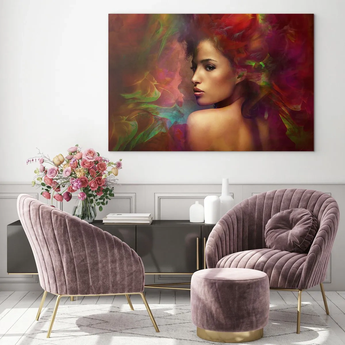 Quadro su vetro - Più bella dell'arcobaleno, delicata come la nebbia - 120x80 cm