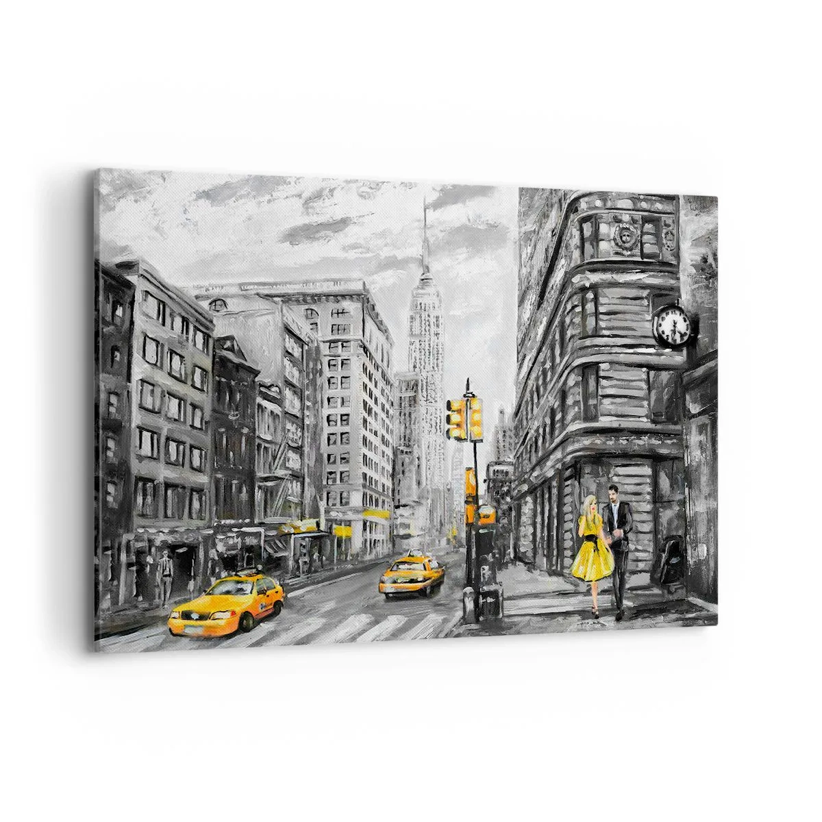 Quadro su tela - Stampe su Tela - Strada di New York con accenti gialli - 120x80cm - Racconto di New York - Decorazione murale moderna per soggiorno e camera da letto ARTTOR