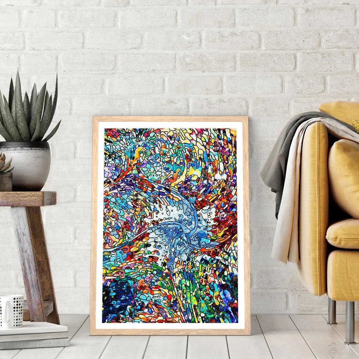 Poster in cornice rovere chiaro - Vetrate a gocce - 70x100 cm