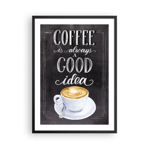 Poster in cornice nera - Poster del caffè con scritte in stile lavagna - 50x70cm - Of course! - Decorazione murale moderna per soggiorno e camera da letto ARTTOR