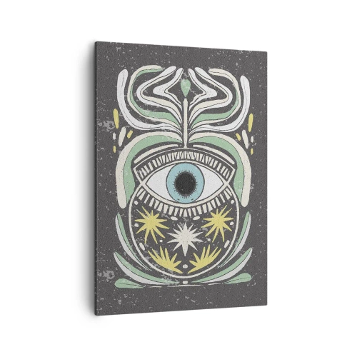 Quadro su tela - Stampe su Tela - Un occhio simbolico circondato da motivi astratti - 50x70cm - Rituali tribali - Decorazione murale moderna per soggiorno e camera da letto ARTTOR