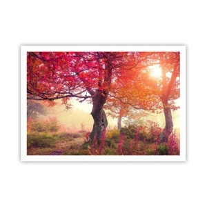Poster - Paesaggio autunnale con alberi dai colori intensi - 100x70cm - L'esplosione della fioritura - Decorazione murale moderna per soggiorno e camera da letto ARTTOR