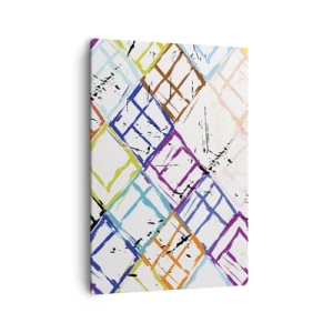 Quadro su tela - Stampe su Tela - Astrazione colorata con forme geometriche su sfondo bianco - 70x100cm - Cellule in affitto - Decorazione murale moderna per soggiorno e camera da letto ARTTOR