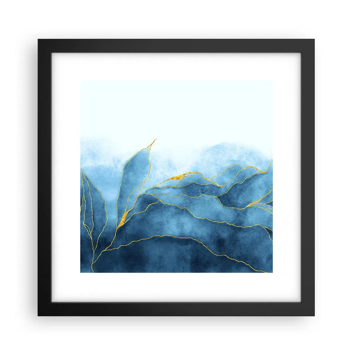 Poster in cornice nera - Blu nell'oro - 30x30 cm