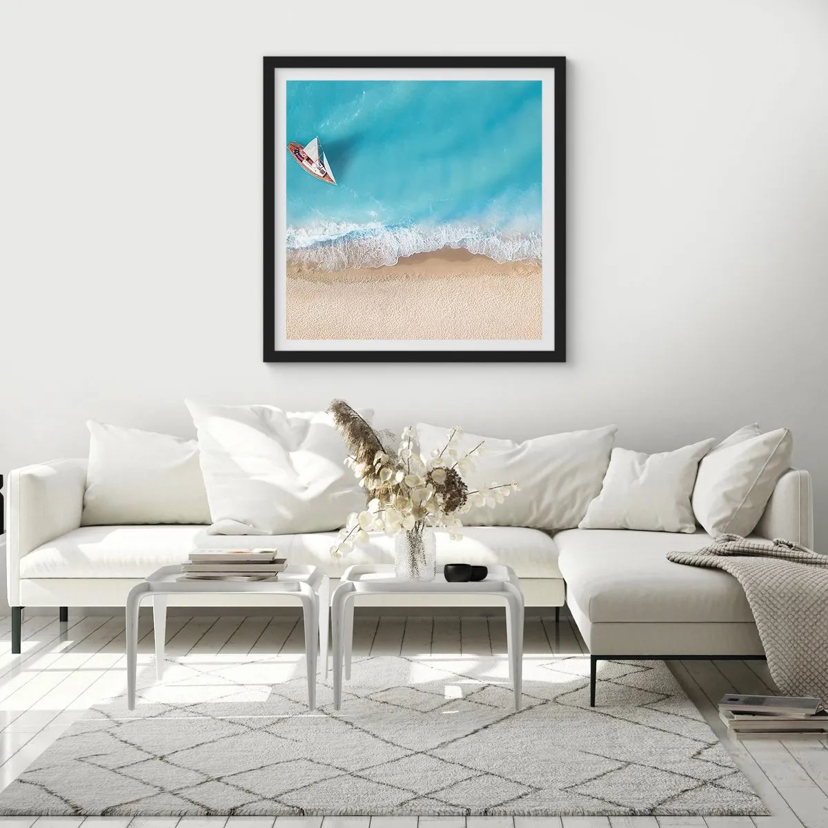 Poster in cornice nera - Al confine del blu e dell'oro - 40x40 cm