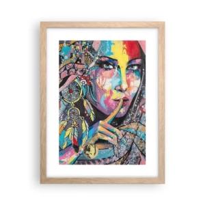 Poster in cornice rovere chiaro - Taci, finché capirai - 30x40 cm