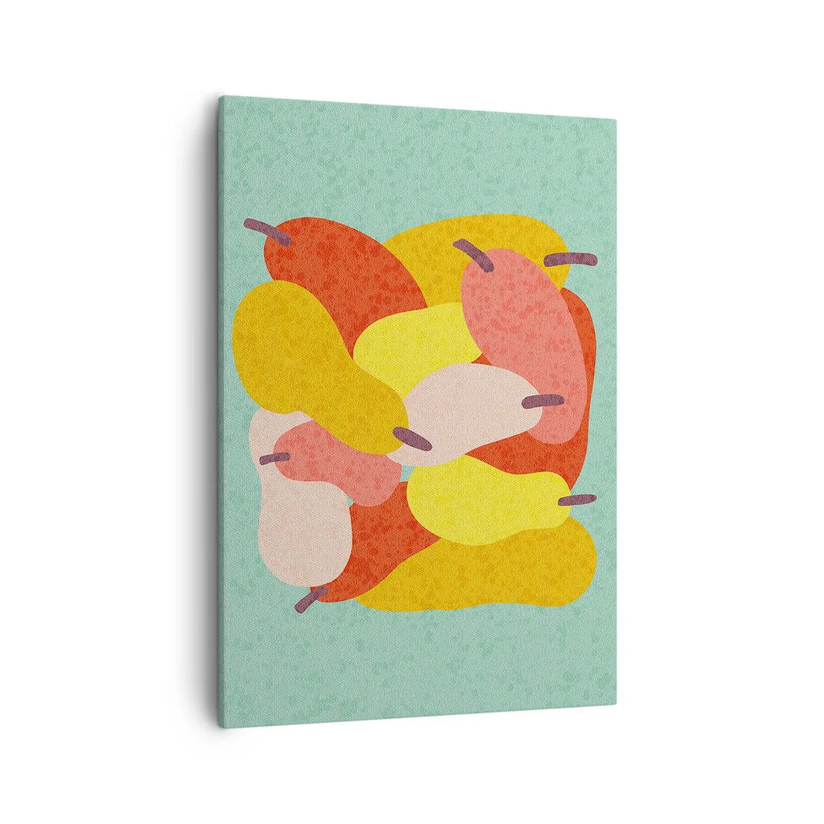 Quadro su tela - Stampe su Tela - Pere astratte colorate su sfondo verde - 50x70cm - Assaggia il sole estivo - Decorazione murale moderna per soggiorno e camera da letto ARTTOR