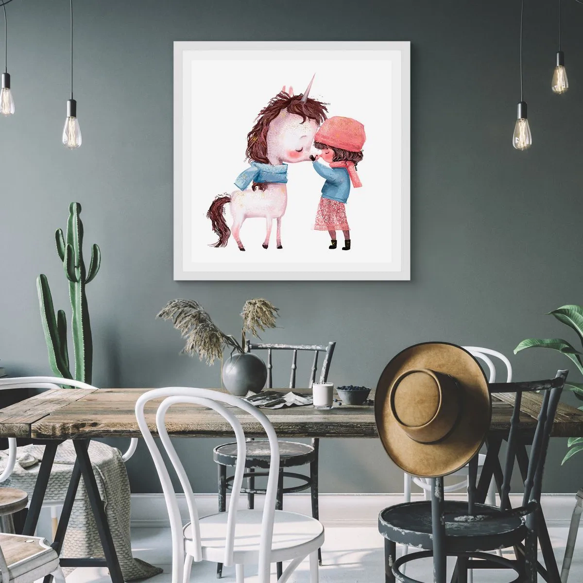 Poster in cornice bianca - Racconto d'inverno - 40x40 cm