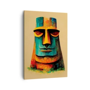 Quadro su tela - Stampe su Tela - Statua colorata dell'Isola di Pasqua - 50x70cm - Statuario, ma simpatico - Decorazione murale moderna per soggiorno e camera da letto ARTTOR