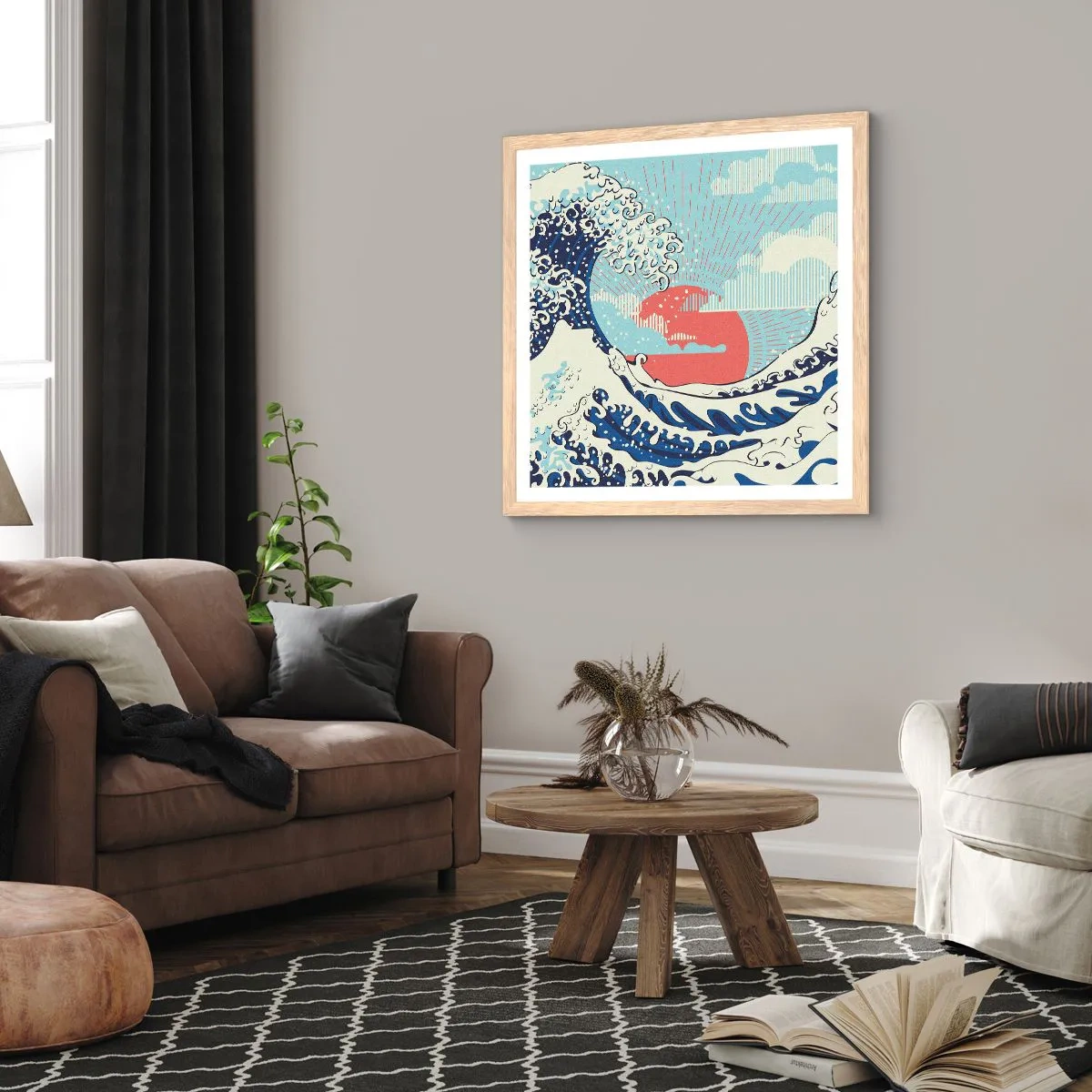 Poster in cornice rovere chiaro - Di ispirazione giapponese - 50x50 cm