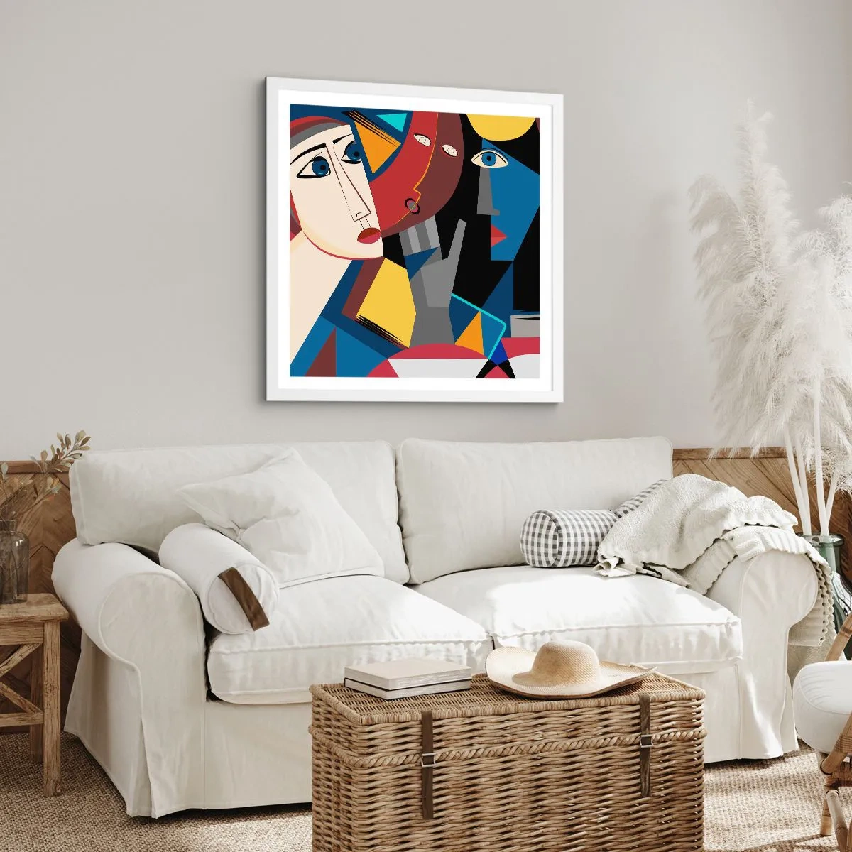Poster in cornice bianca - Dialogo di cubisti - 60x60 cm
