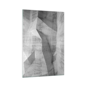 Quadro su vetro - Forme geometriche in cemento grigio - 70x100cm - Una vera sfida - Decorazione murale moderna per soggiorno e camera da letto ARTTOR