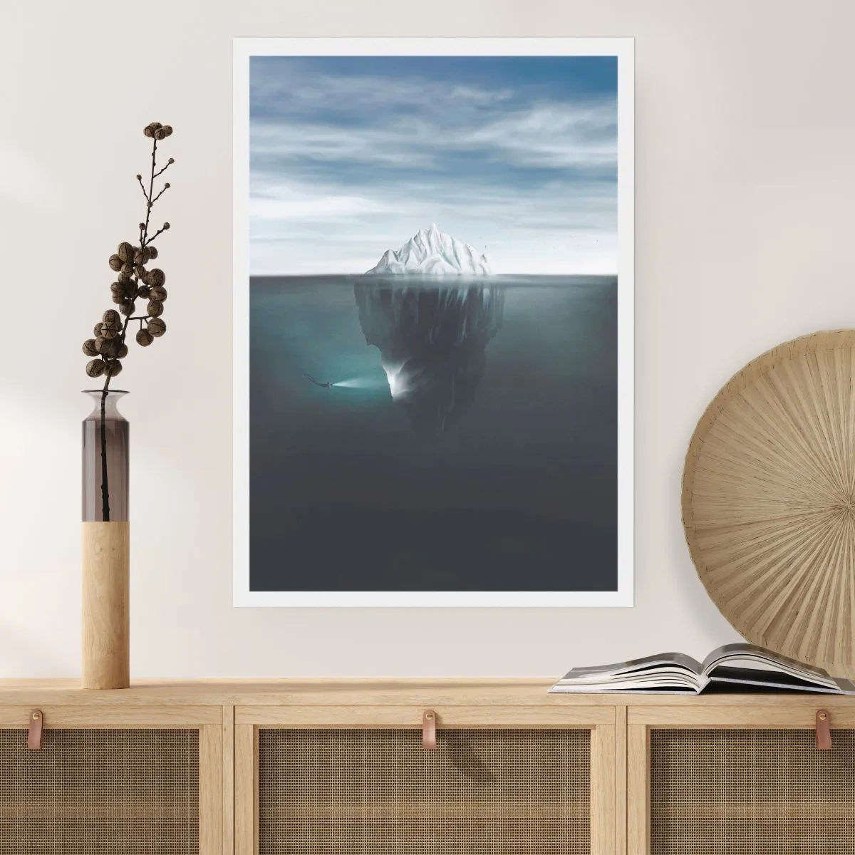 Poster - Un iceberg con un'enorme massa nascosta sott'acqua - 50x70cm - Mistero sottomarino - Decorazione murale moderna per soggiorno e camera da letto ARTTOR