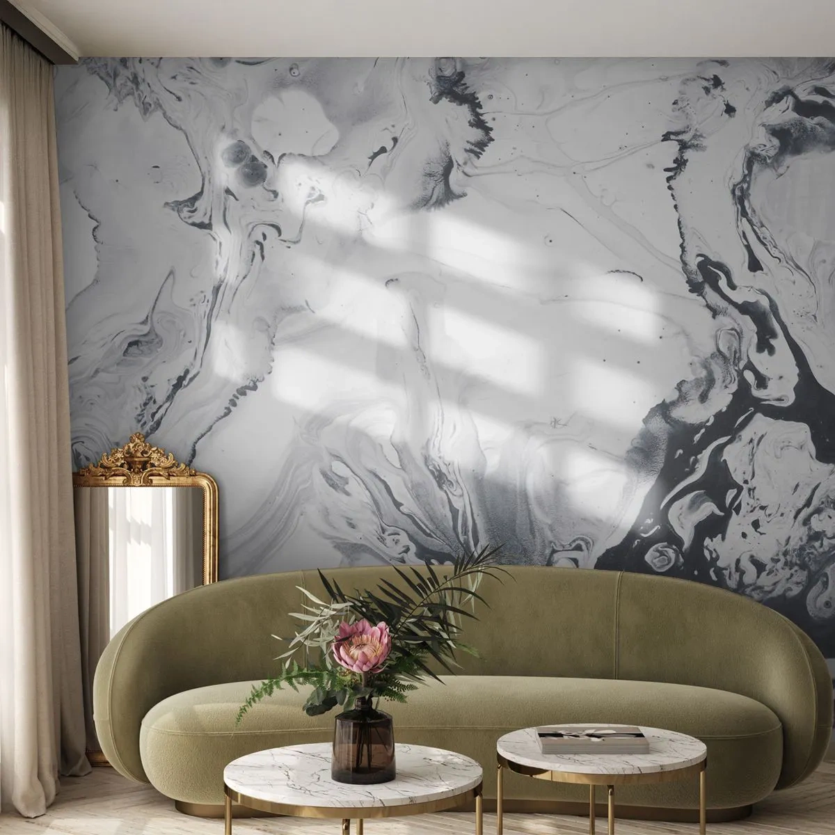 Fotomurali Premium Canvas - Il centro della terra - Astrazione, Pezzo, Bianco e nero - 250x175 cm