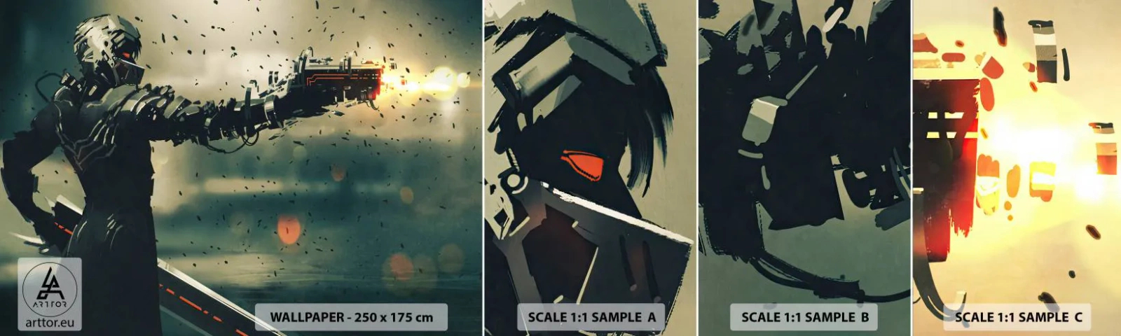 Campione di Fotomurale Adesivo Deluxe Sticker - L'arma assassina: il tuo Terminator - Astrazione, Fantasia, Futuro Guerriero - 100x30 cm