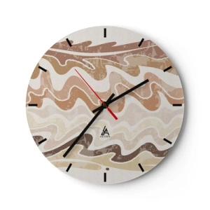 Orologio da parete - Orologio in Vetro - Linee ondulate in tonalità calde e sabbiose - 30x30cm - Buona energia - buone emozioni - Decorazione murale moderna per soggiorno, cucina e camera da letto ARTTOR