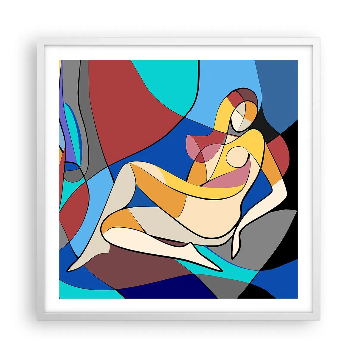 Poster in cornice bianca - Nudo cubista - 60x60 cm