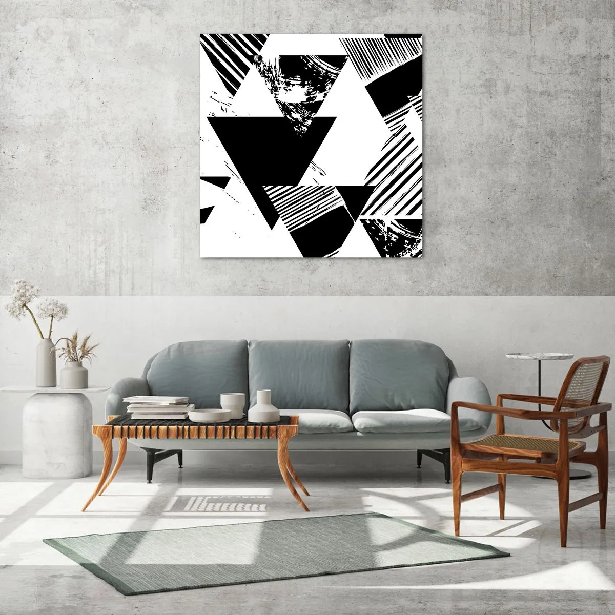 Quadro su vetro - Pioggia di triangoli - 30x30 cm
