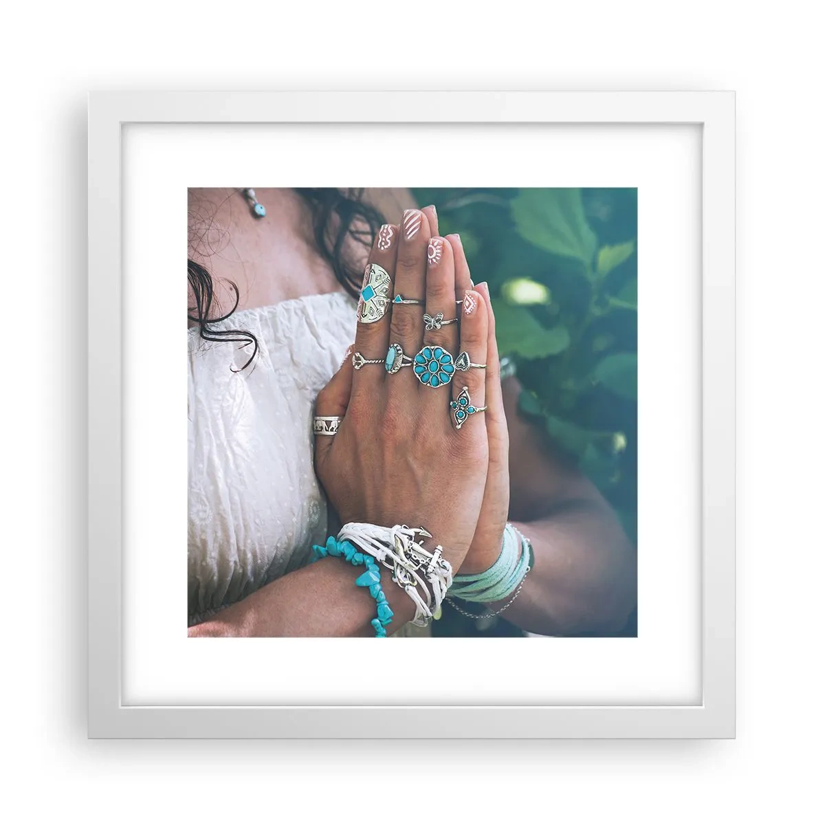 Poster in cornice bianca - Benvenuto al centro dell'essere - 30x30 cm