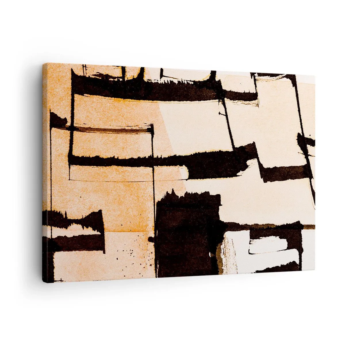 Quadro su tela - Stampe su Tela - Motivi geometrici nei toni del marrone e del beige - 70x50cm - Comunque in ordine - Decorazione murale moderna per soggiorno e camera da letto ARTTOR