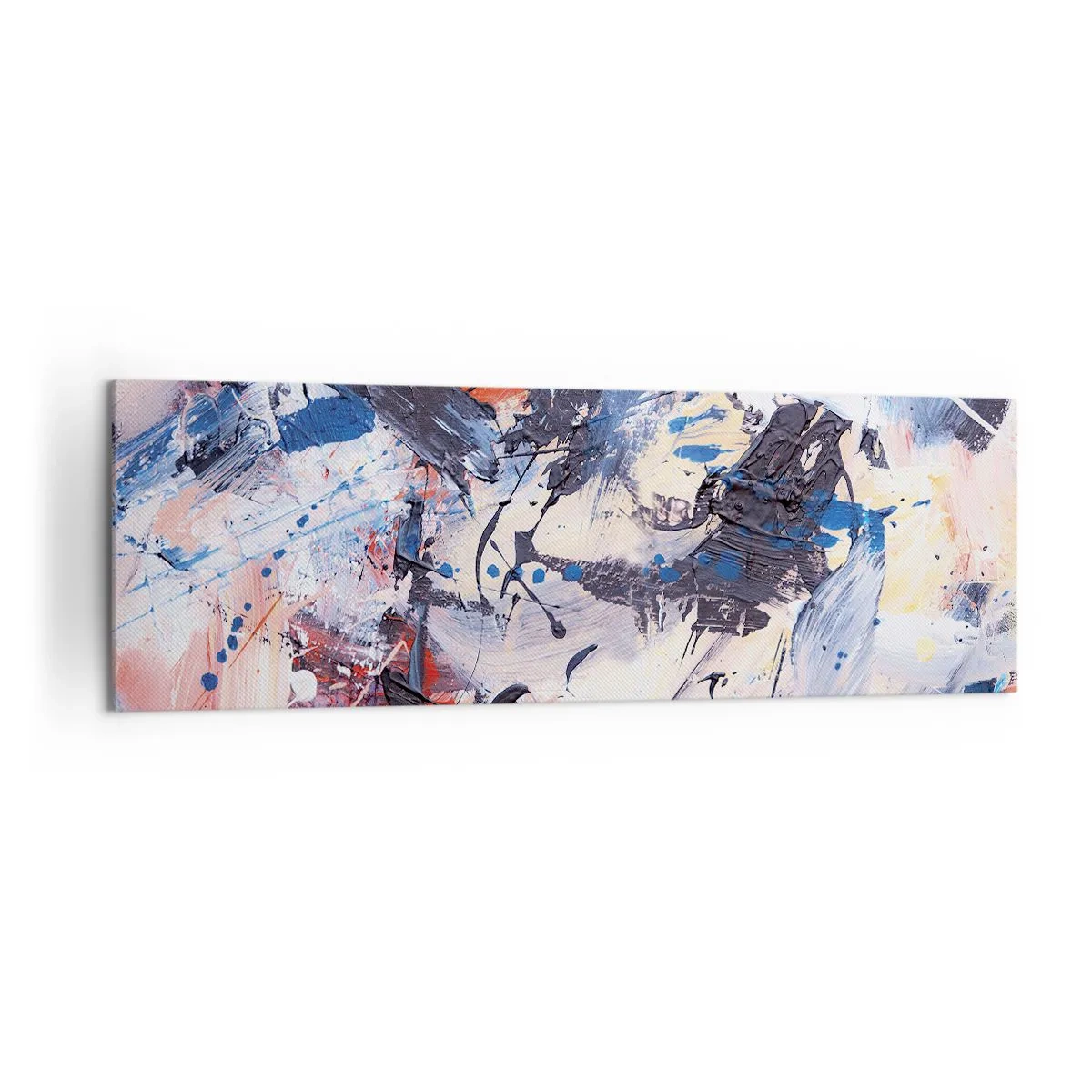 Quadro su tela - Stampe su Tela - Astrazione con pennellate dinamiche in blu e rosso. - 160x50cm - La danza folle dell'astrazione - Decorazione murale moderna per soggiorno e camera da letto ARTTOR